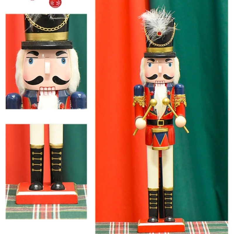 

Traditional 40cm Nutcrackers Figures Handmade Sturdy Christmas Decoration Accessory for Fireplaces and Home