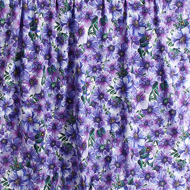

Сицильный фиолетовый анемон с цветочным принтом, поплиновая хлопковая или атласная ткань для женщин, платье, блузка, ткань «сделай сам», швейный материал