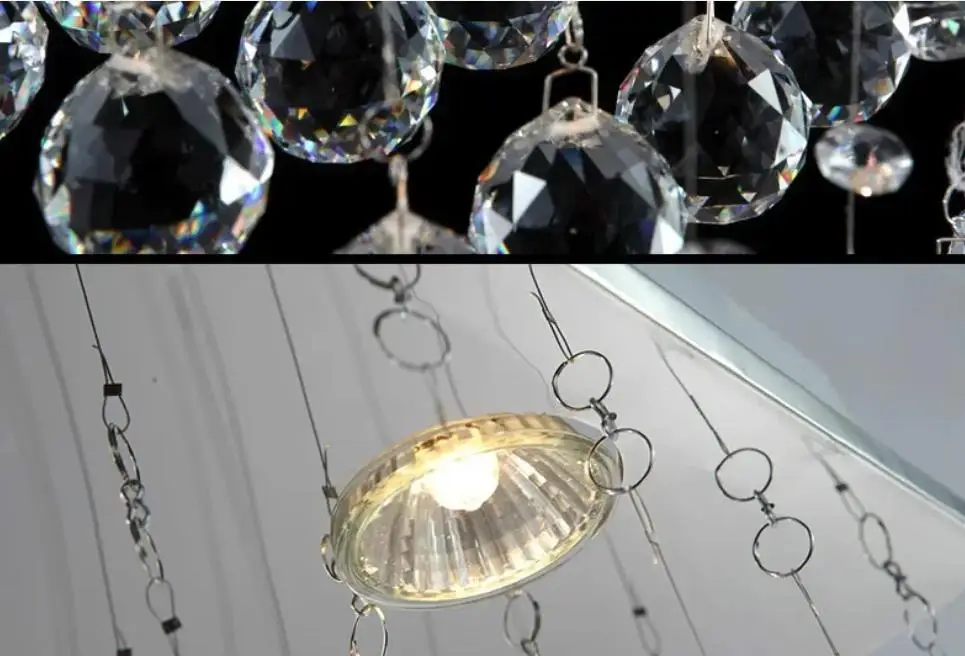 

Rectangle K9 Crystal Chandelier Light GU10 bulbs Curtain Wave Light for Ceiling Lustre Lamp