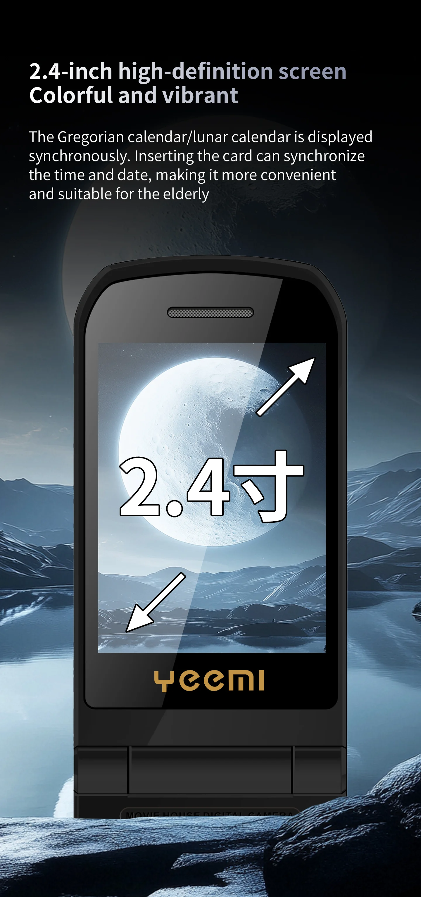 YeeMI S7A GSM 2G Mobile Phones 2.4'' Flip Feature Phone Dual SIM Bluetooth Large Font for Elderly Phone