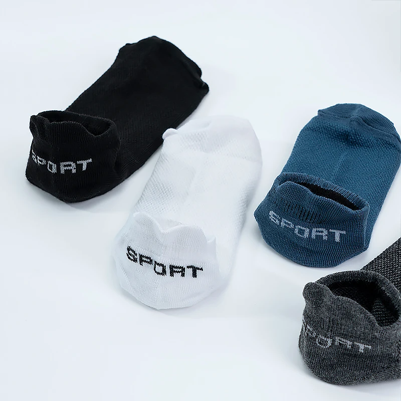 5 Pairs High Quality Men Ankle Socks Breathable Cotton Sports Socks Mesh Casual Athletic Summer Thin Cut Short Sokken Plus Size