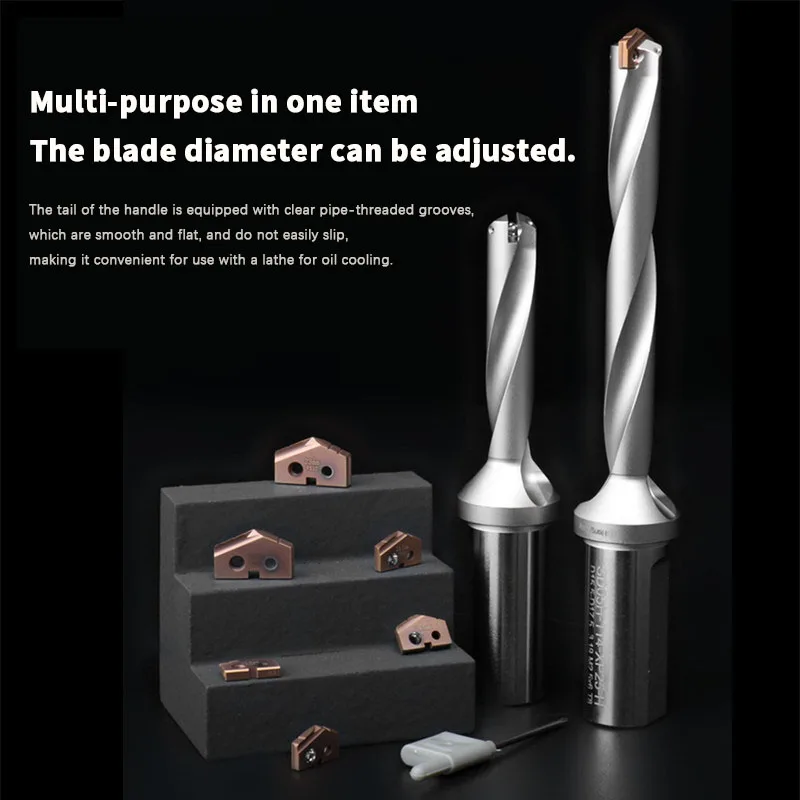 CNC plunge drilling tool holder with deep hole crown drill, long-armed U drill, high-efficiency alloy drill bit, for CNC lathes