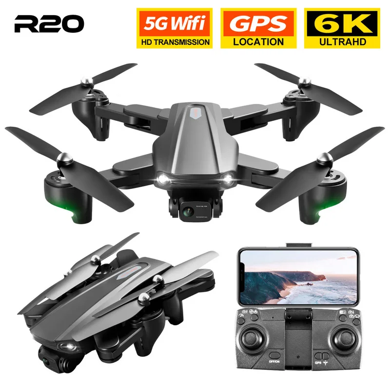 

2023 New R20 RC Drone 4K/6K Professional HD Camera GPS 5G Aerial Photography Quadcopter Optical Flow Foldable Remote Drone Toy