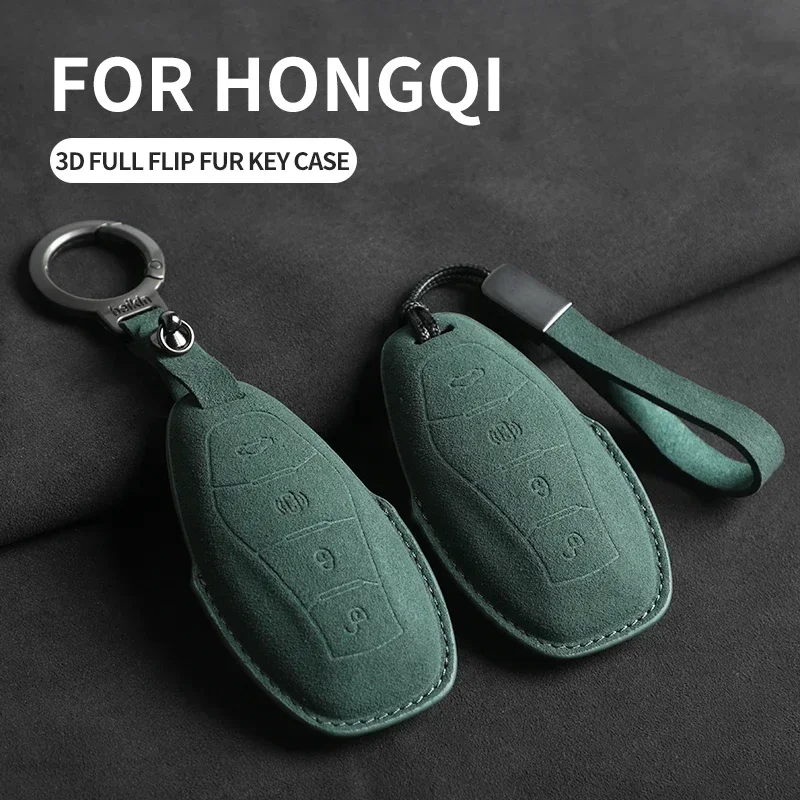 

Car Key Case Cover For FAW Hongqi H5 2021 2022 2023 2024 Hongqi H5 Suede Key Case For Car For Hongqi Keyring