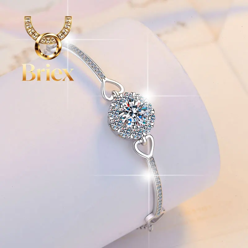 

Briex Jewelry Sparkling Double Element Bracelet Women's 1CT Moissanite PT950 Platinum Party Street Must-have