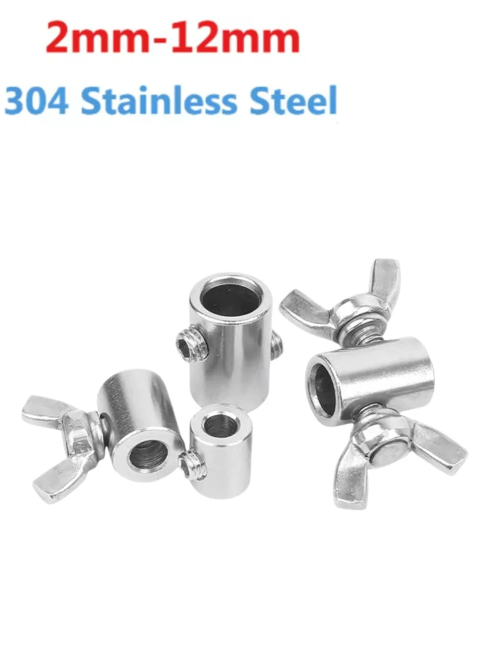 2‑5Pcs 304 Stainless Steel Wire Rope Clip, Handscrew Clamp Hex Grub Screw Buckle, Anti‑Rust Fastener for 2‑12mm Steel Cable