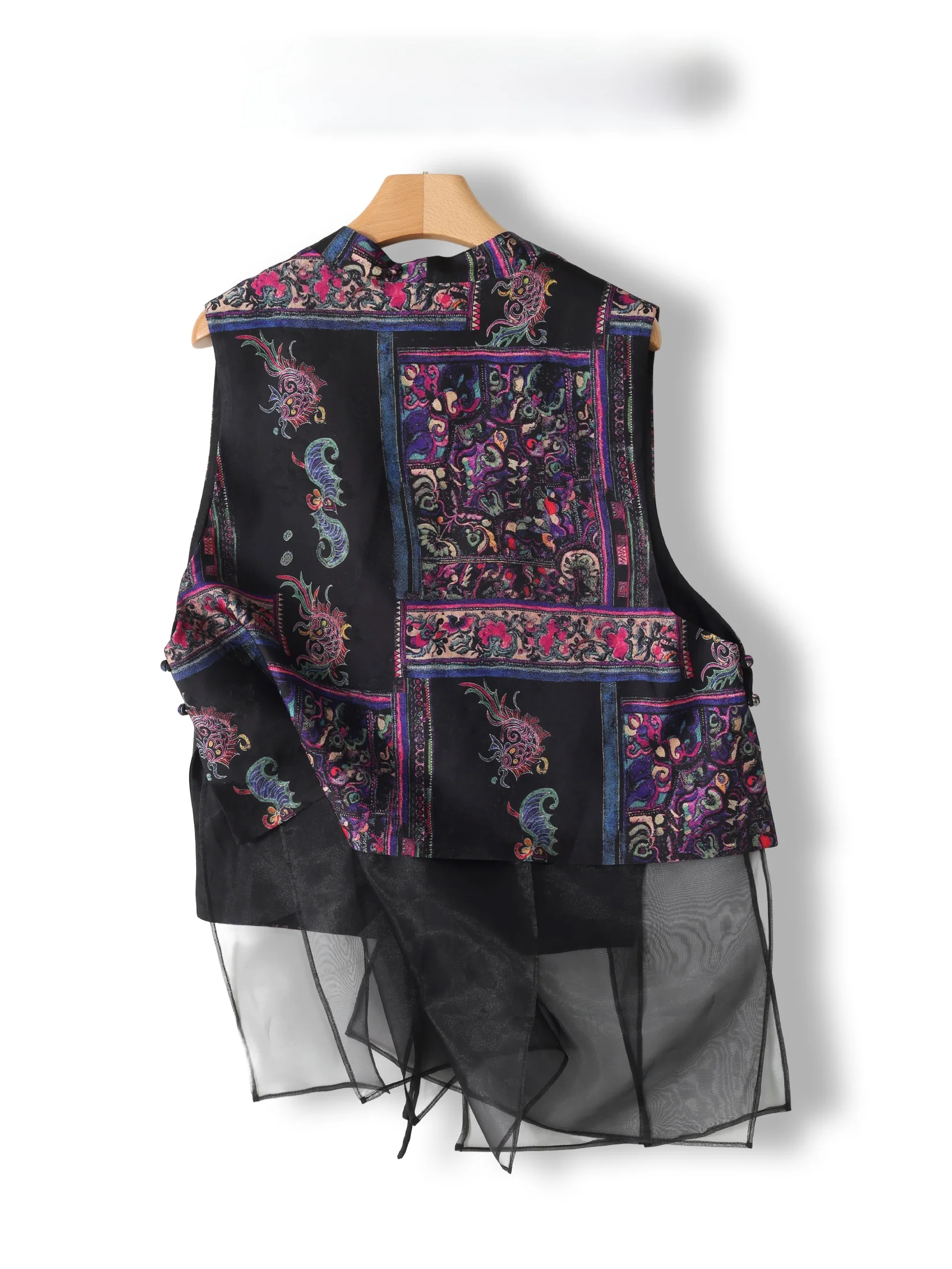 New Chinese Style Retro Shangyun Silk Belted Mid-Length Vest Women's Fashionable Attractive Outerwear V-Neck Loose Fit