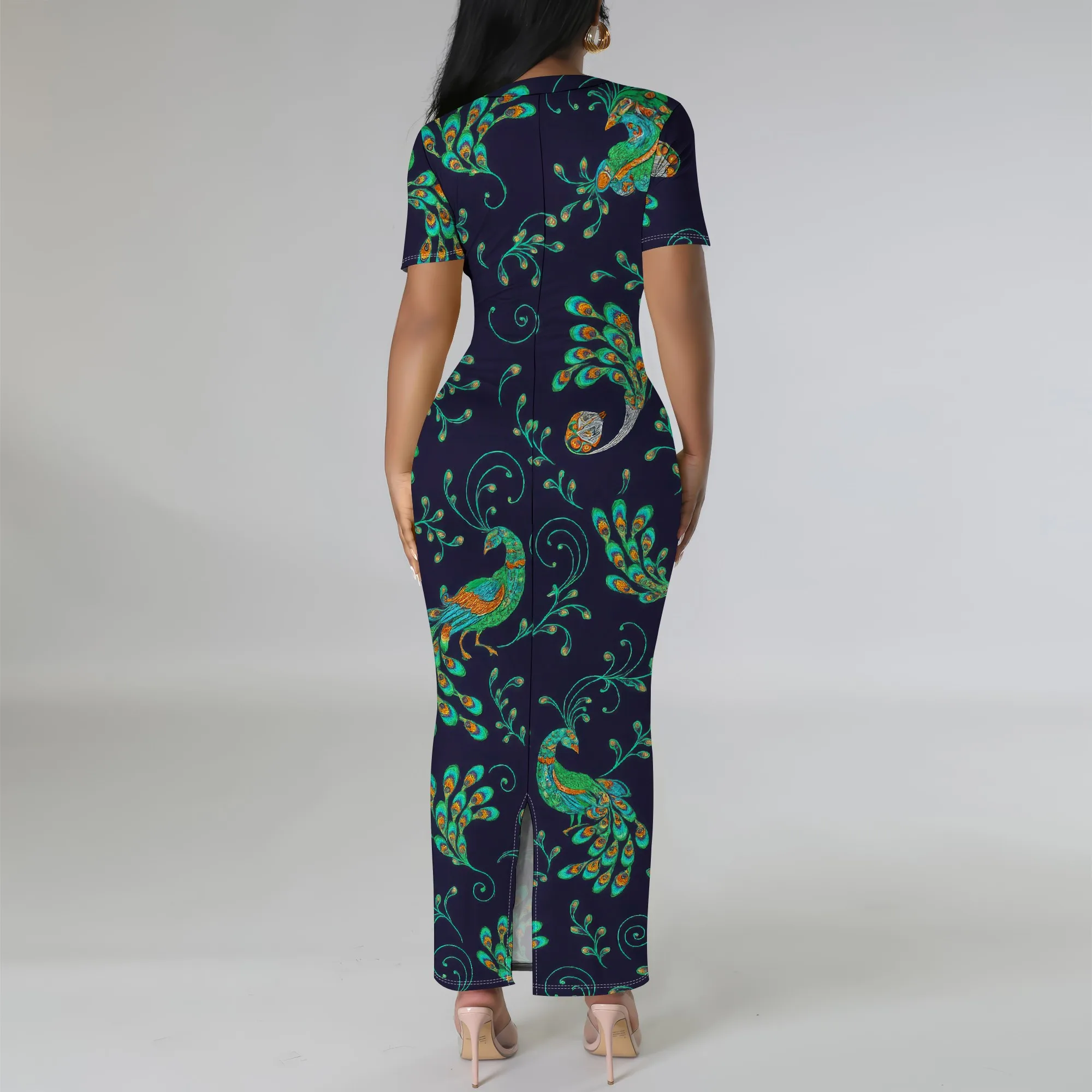 Mini abiti aderenti sexy da donna Abito longuette con stampa floreale da lavoro Maglietta casual Manica corta Vestito estivo Abiti da vacanza al mare