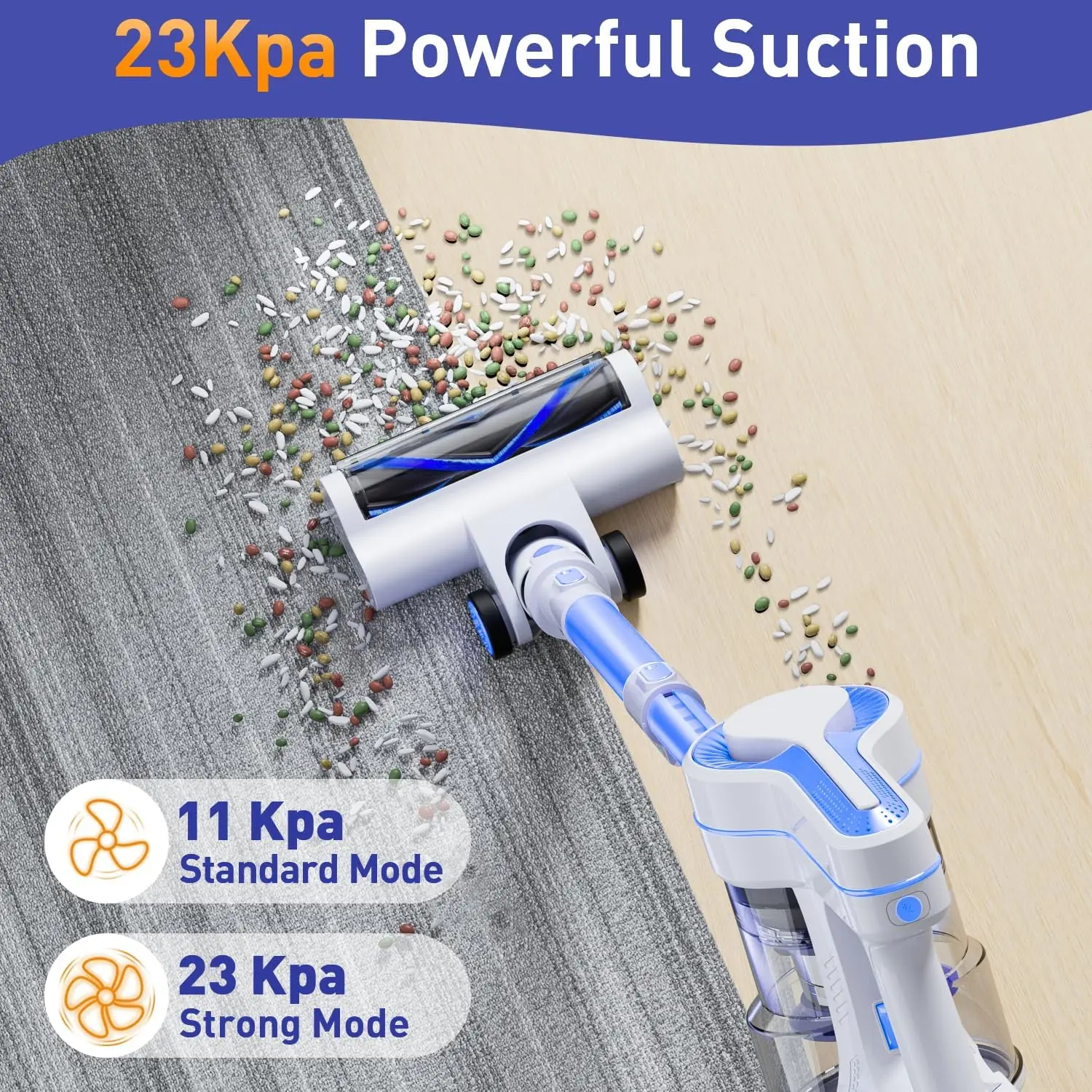 

AR182 Cordless Vacuum Cleaner, Detachable, 23KPA Suction, 6-in-1, Long Run Time, For Hard Floors, Cars, Pets, Hair