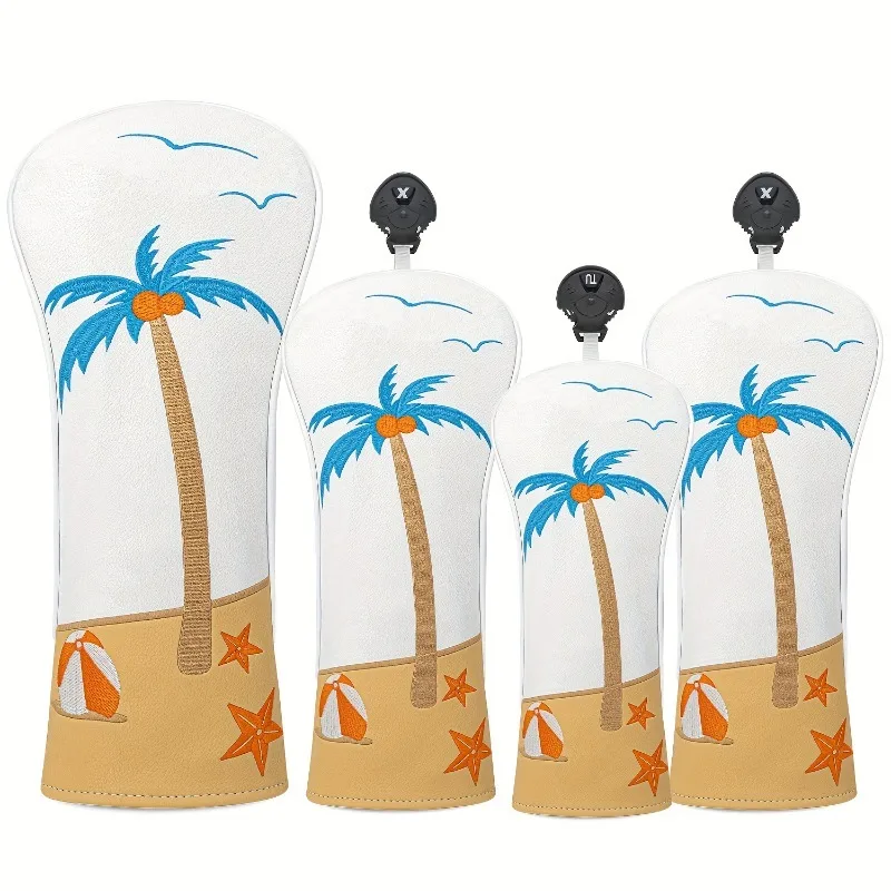 Housse de protection pour tête de club de golf à motif de cocotier tropical - Housse de protection synthétique durable avec motif de palmier vibrant
