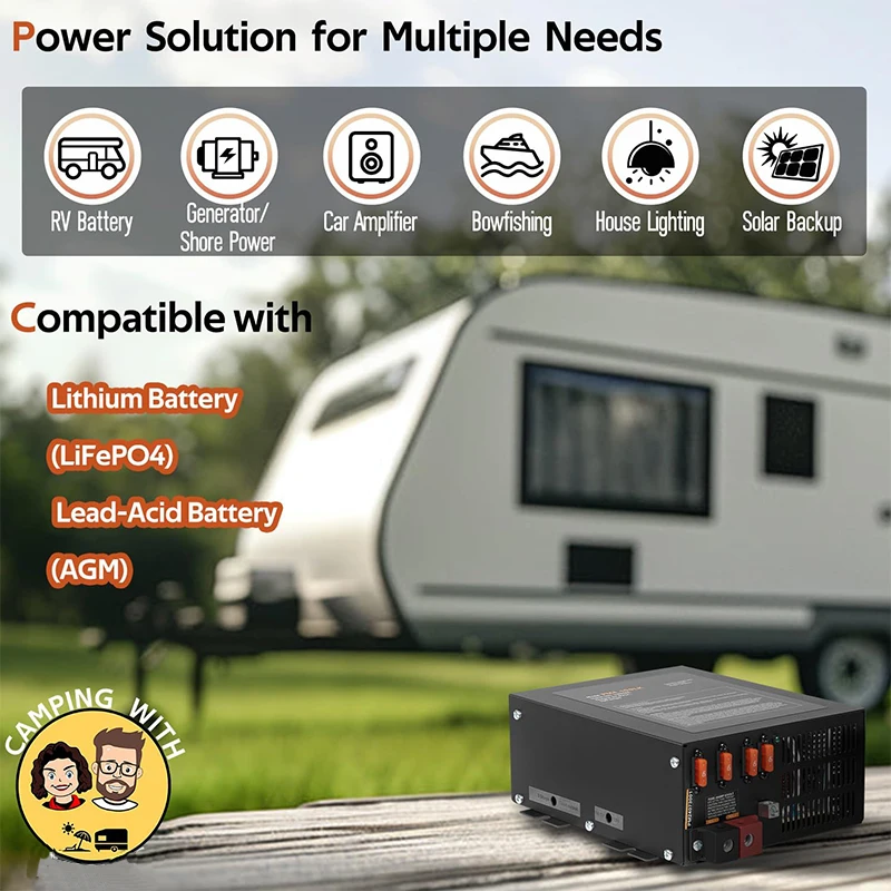 PM4-100LK RV Power Converter - 100 Amp AC to DC Shore Power Converter for Camper, Lithium and AGM Battery Charging Center