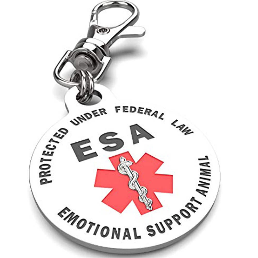 Emotional Support Animal (ESA) Red Medical Alert Symbol and Protected By Federal Law  ID Tag Lobster Keychain or Keyring Gifts