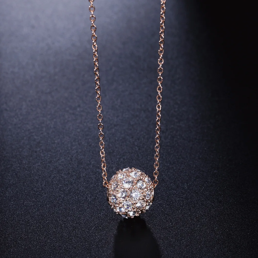 Y2K New Lady Stainless Steel Exquisite Girl Shiny Zircon Ball Pendant Ladies Elegant Luxury Necklace Jewelry Fashion Gift