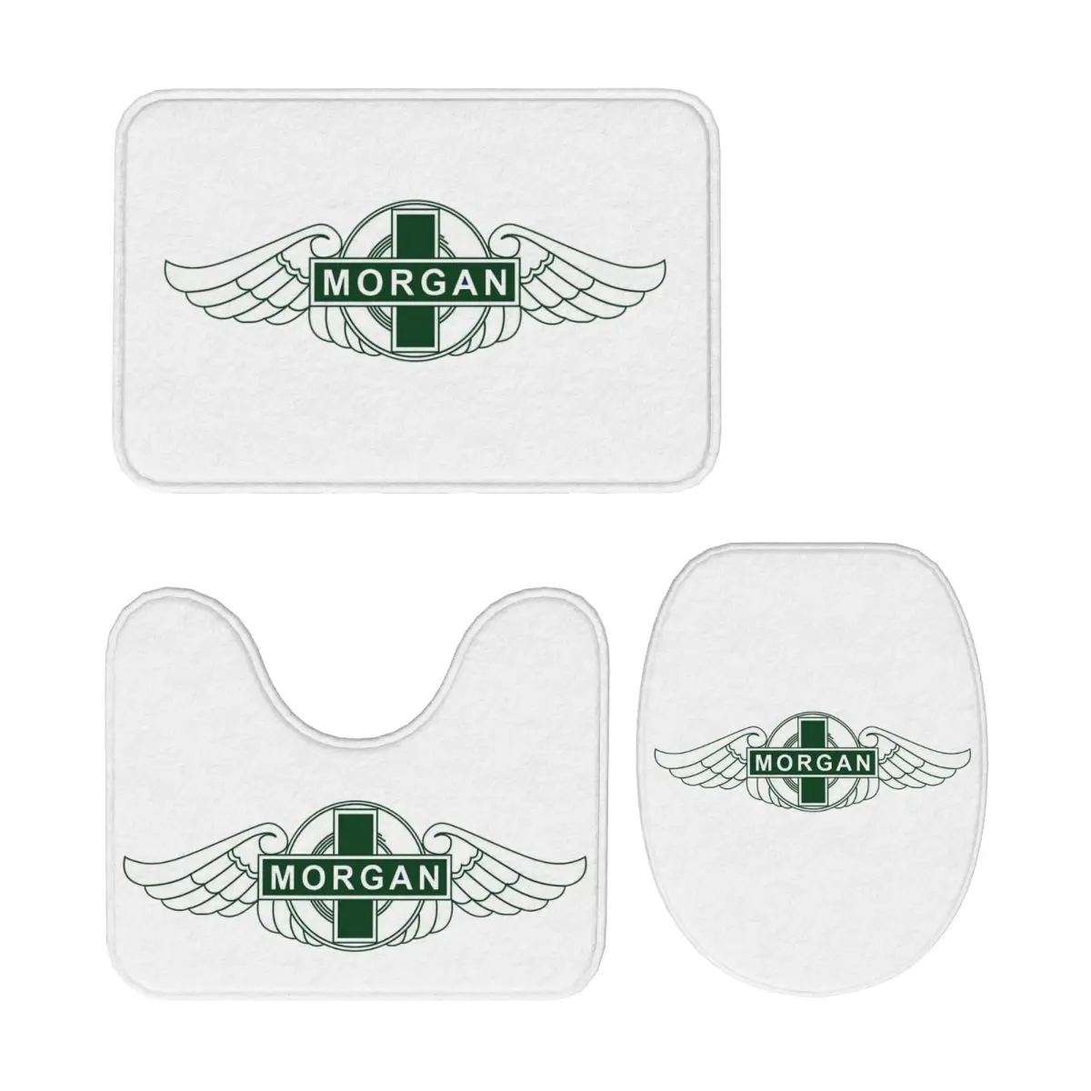 

Morgan Motor Car Company 3-х предметный коврик для ванной комнаты, набор для ванной комнаты, крышка для унитаза, домашний декор, нескользящий ковер, напольный коврик