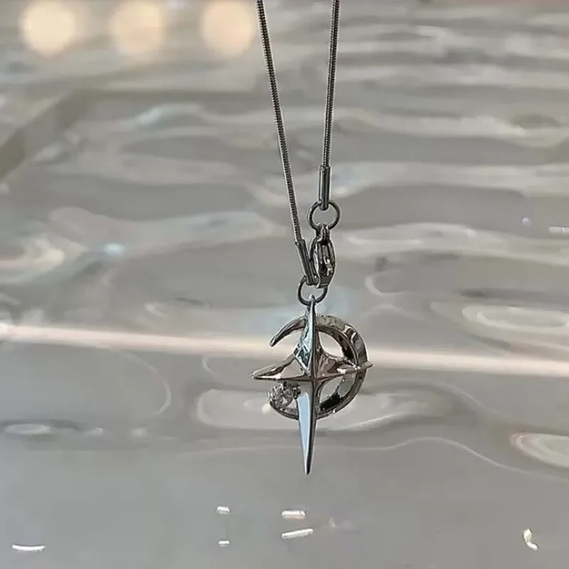 Punk Rock Cross Moon Star Pendants Necklace For Men Women Hip Hop Street Vintage 90s Y2K Grunge Personality Jewelry Wholesale