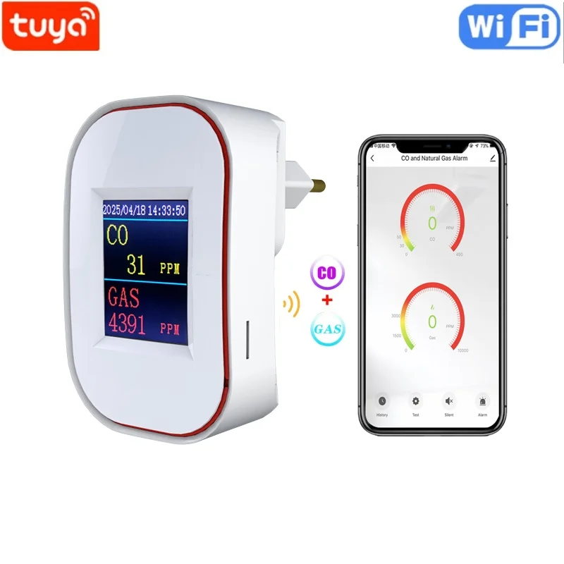 Tuya Smart Life Natural Gas Co Leak Carbon Monoxide Detector Wifi Ch4 Methane Combustible Leakage Coal Home Alarm Sensor For Gas