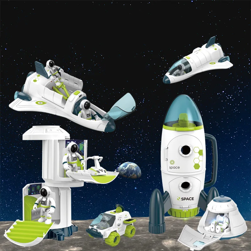 Estación espacial Saturno para niños, nave espacial, modelo de astronauta, figura de hombre, conjunto educativo, juguetes para niños, regalos