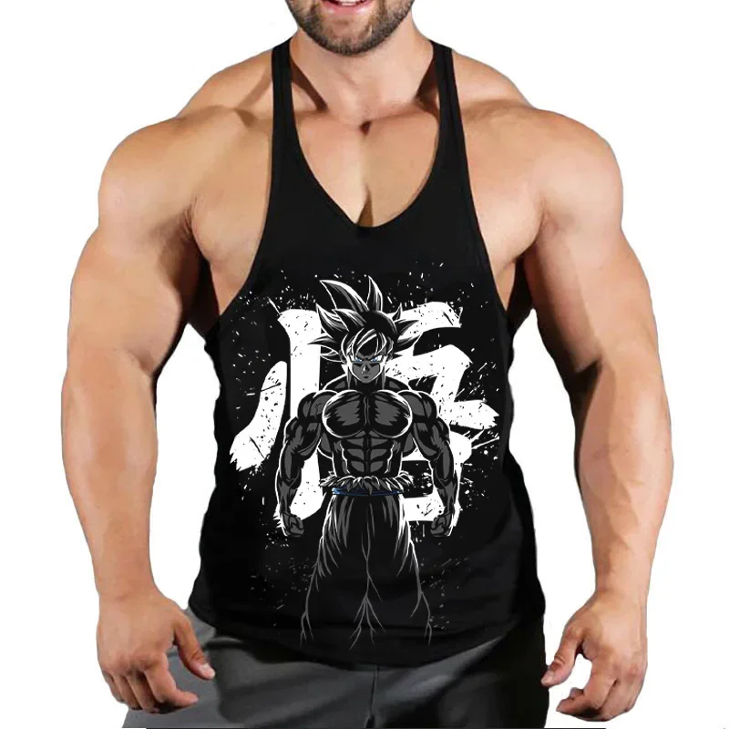 Dragon Ball Goku Plus Size Men Clothing Tank Tops Black Anime Singlets Sleeveless Fitness Men Vest Casual Bodybuilding Vest New