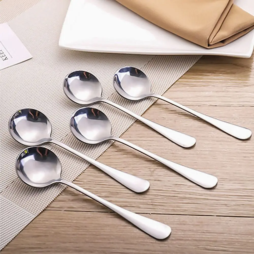 1 Stück 17cm Edelstahl runde Suppen löffel Kaffee Rühr löffel Geschirr Dessert löffel spülmaschinen festes Küchen werkzeug