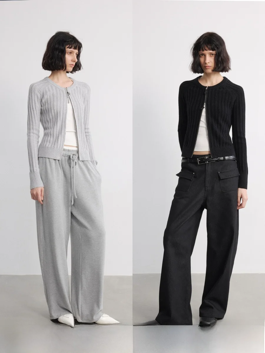 

Женский вязаный кардиган JCAESAR с двойной молнией, теплый, приталенный, из смесовой шерсти и кашемира, повседневный, Sle Ciwalk