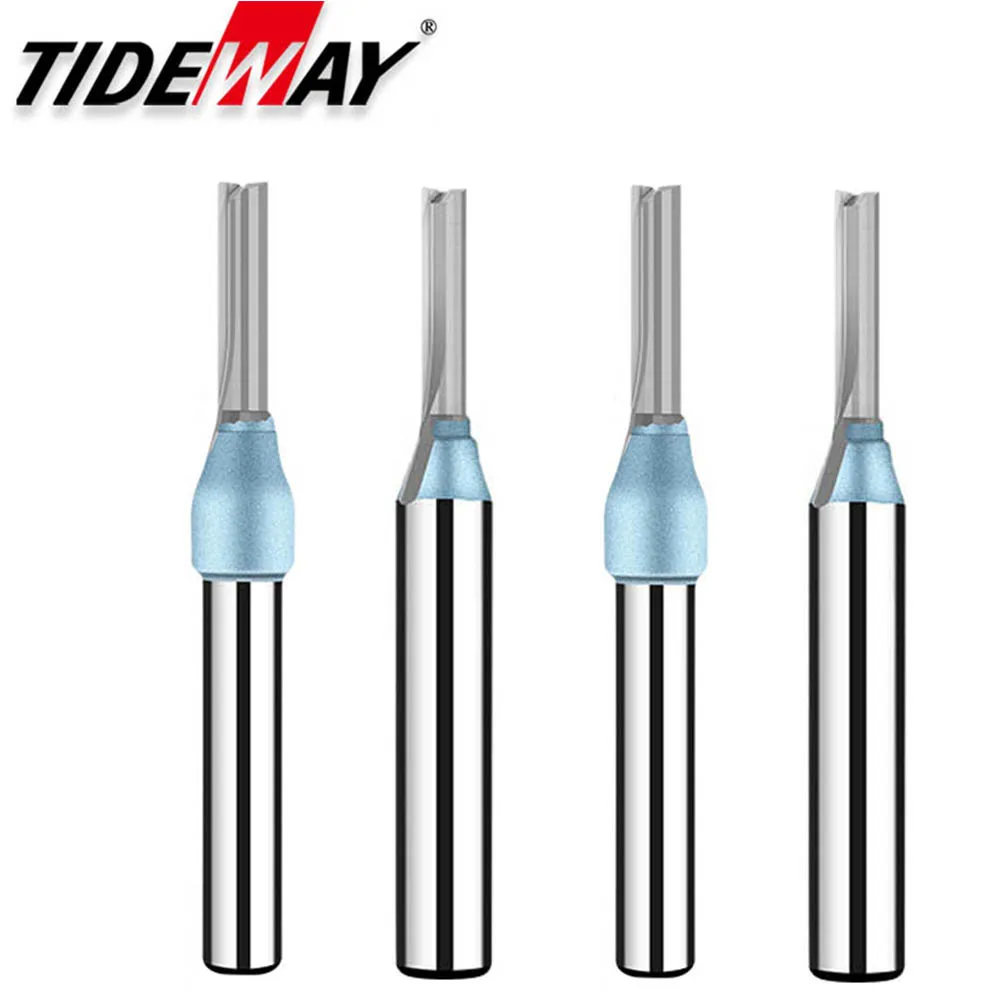 Tideway 1/4 Shank TCT Straight Router Bits for MDF Wood Woodworking Cutting Milling Cutter Engraving Carbide CNC Tools End Mill