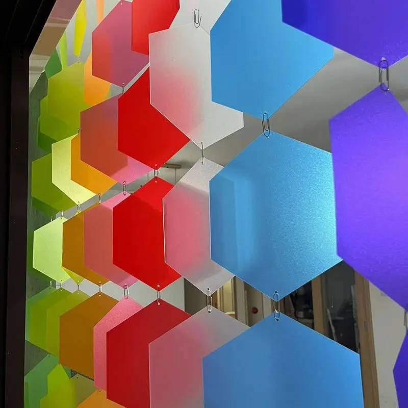 Kindergarten Pendant Ring Creation Color Hexagonal Pvc Plastic Sheet Classroom Art Partition Graffiti Hanging DIY Handmade