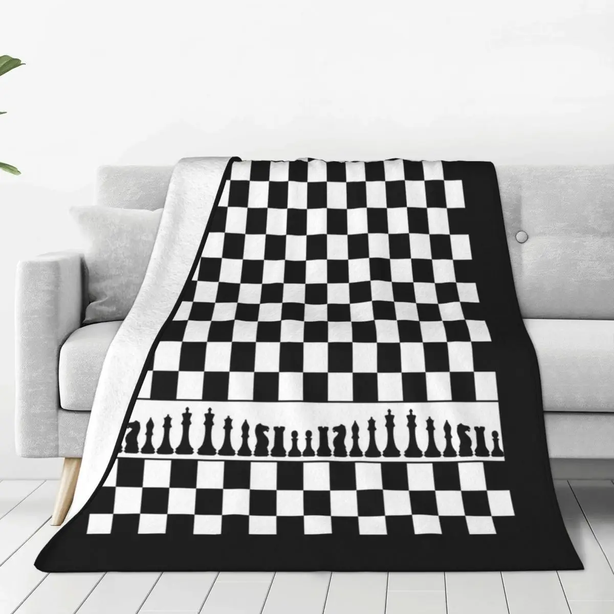 Chess Board Black And White Grid Checkered Blankets Soft Warm Flannel Throw Blanket Bedding for Bed  Picnic Travel Home Couch