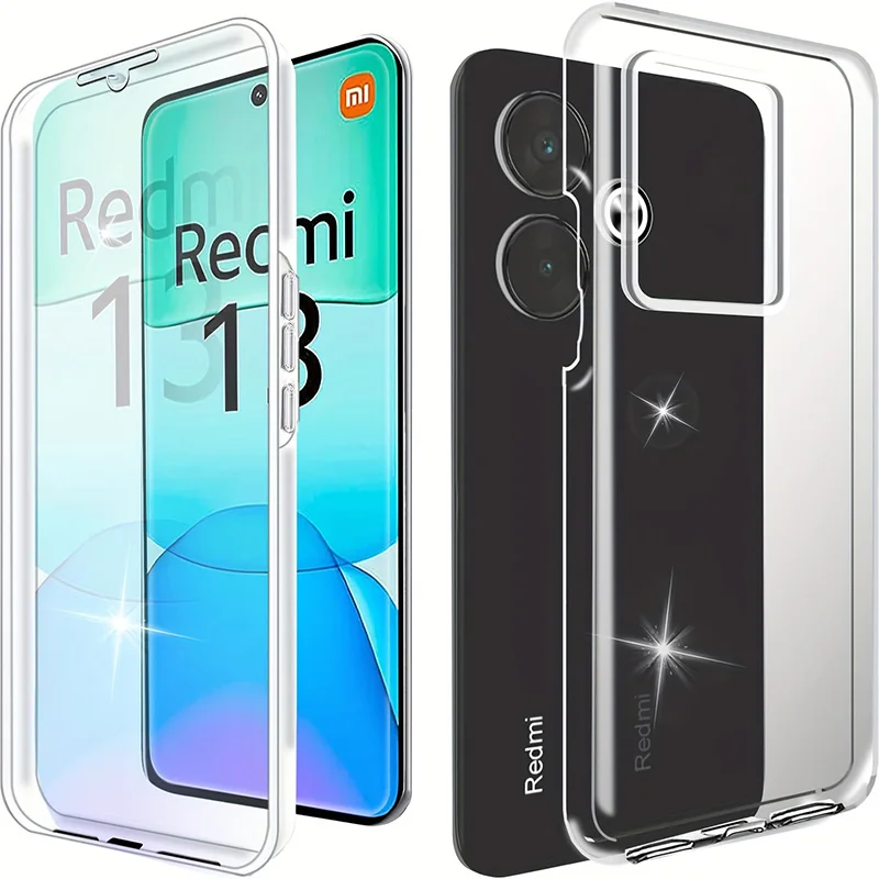 360-Ganzkörper-PC + TPU-Hülle für Xiaomi Redmi 14C 13C 12C 10C 9C 9A Redmi Note 14 13 12 11 10 9 Pro, stoßfeste transparente Abdeckung