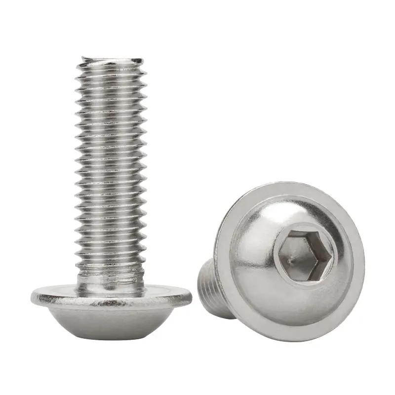 5-50Pcs M3 M4 M5 M6 M8 M10 304 Stainless Steel Half Round button Flange Head with Washer Inner Hex Socket allen Screws Bolt