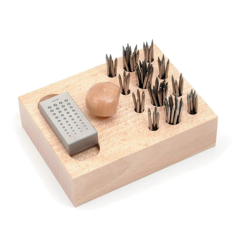 TECHNIQUE Swiss 100Pcs Beading Master Tool Set #5-#16 2.5mm Shank Block Handle Jewelry Prong Bead Forming Stone Setting