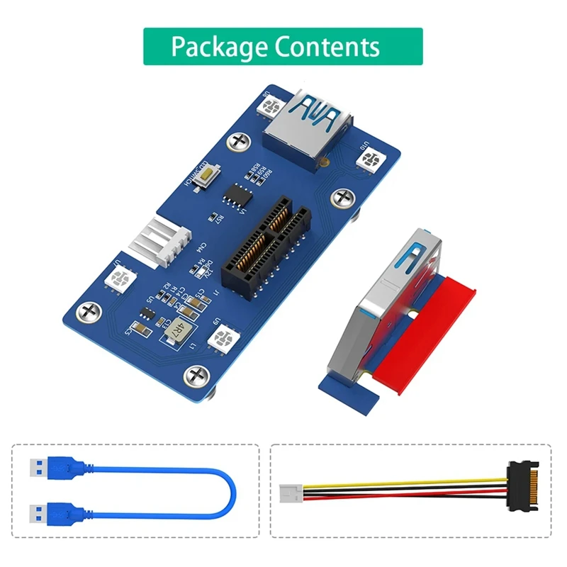 5Th Generation Upgrade PCI Express PCI-E 1X To 1X/4X/8X/16X Riser Card Side Extension Plug Cable (With LED Light)