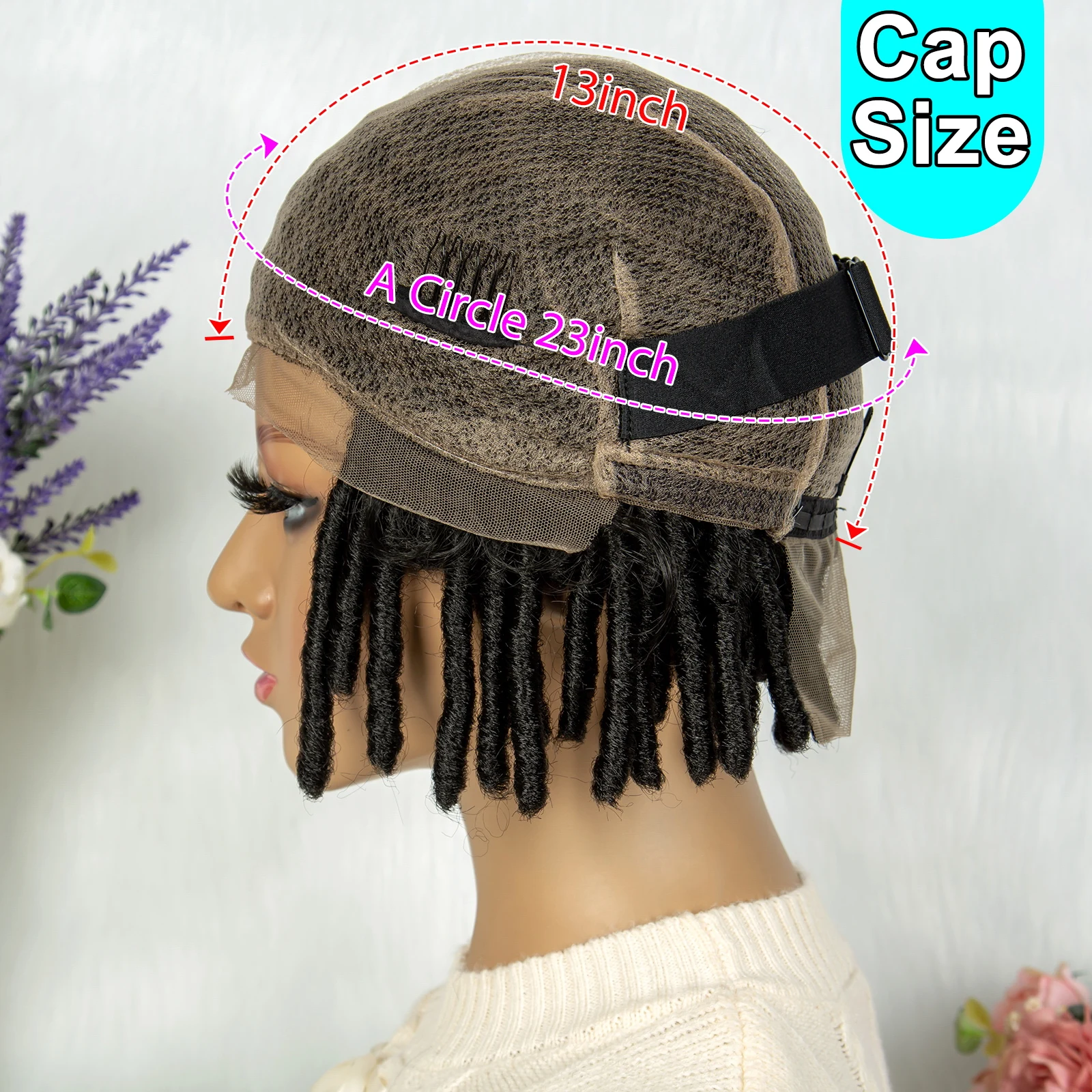 Peruca trançada de caixa sintética para homens e mulheres, Faux Locs, Full Lace Front, cabelo trançado africano