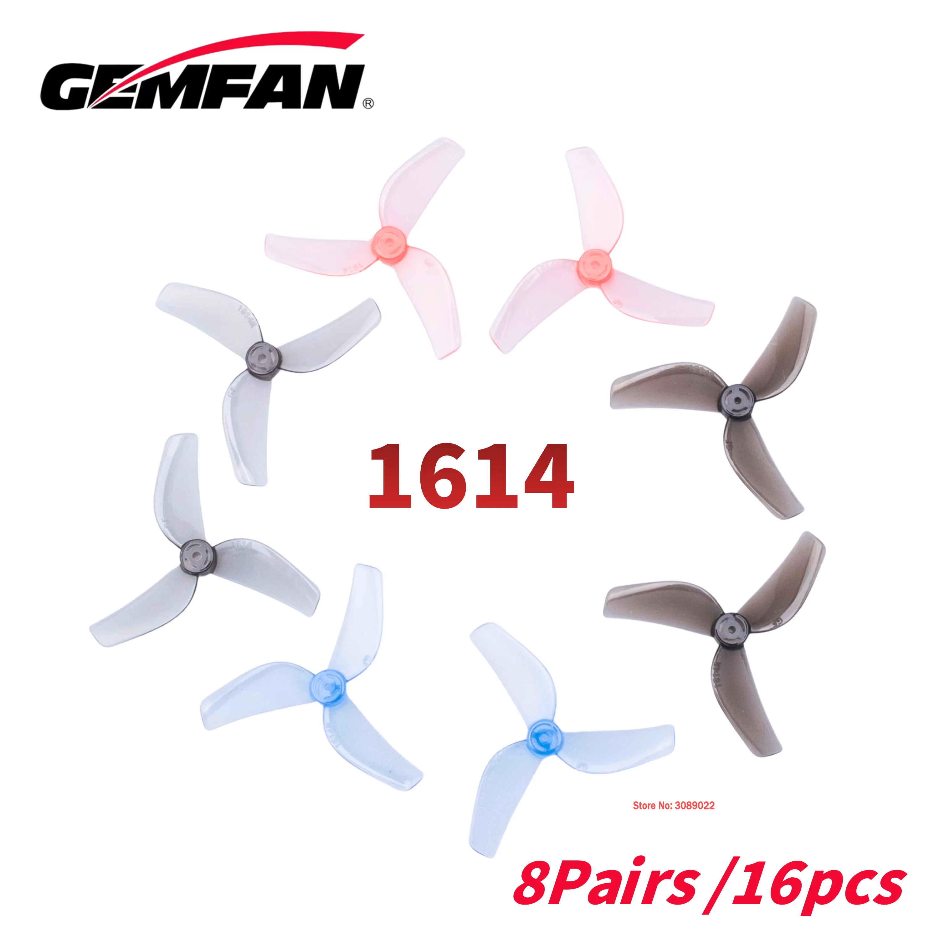16 Stück 8 Paar Gemfan 1614 40 mm 3-Blatt-PC-Propeller T-Mount 1 mm 1,5 mm 0805-Motor für FPV RC FreestyleTinywhoop Drohnen BETAFPV