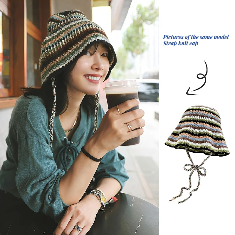 New Fashion Summer Women Knitted Beanies Cap Boho Knitting Bucket Hat Handmade Cloche Crochet Hats Korean Style Panama Wholesale