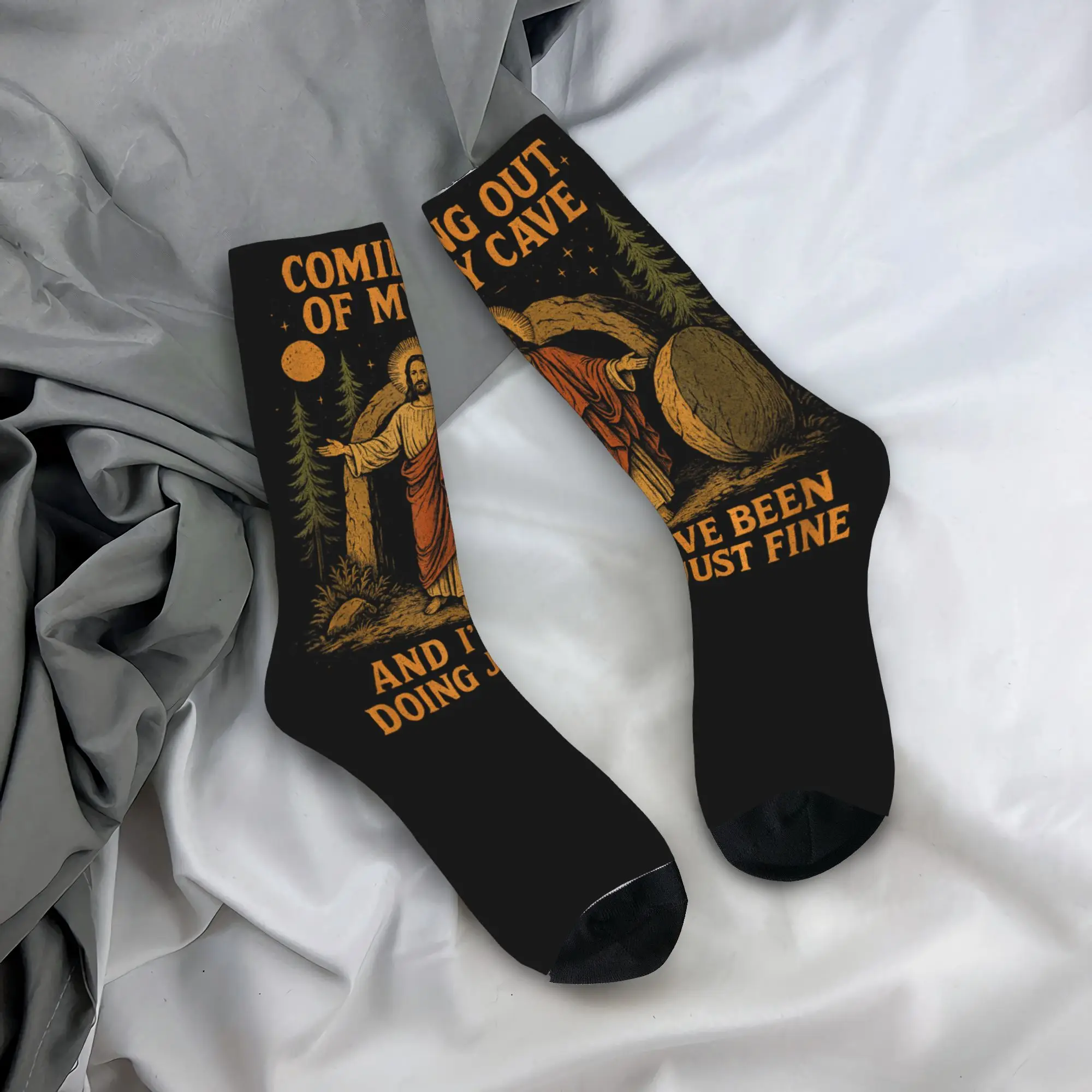 

Coming Out of My Cave and I've Been Doing Fine Jesus Easter Socks Non Skid Stockings Men Warm Soft Socks Autumn Casual Socks