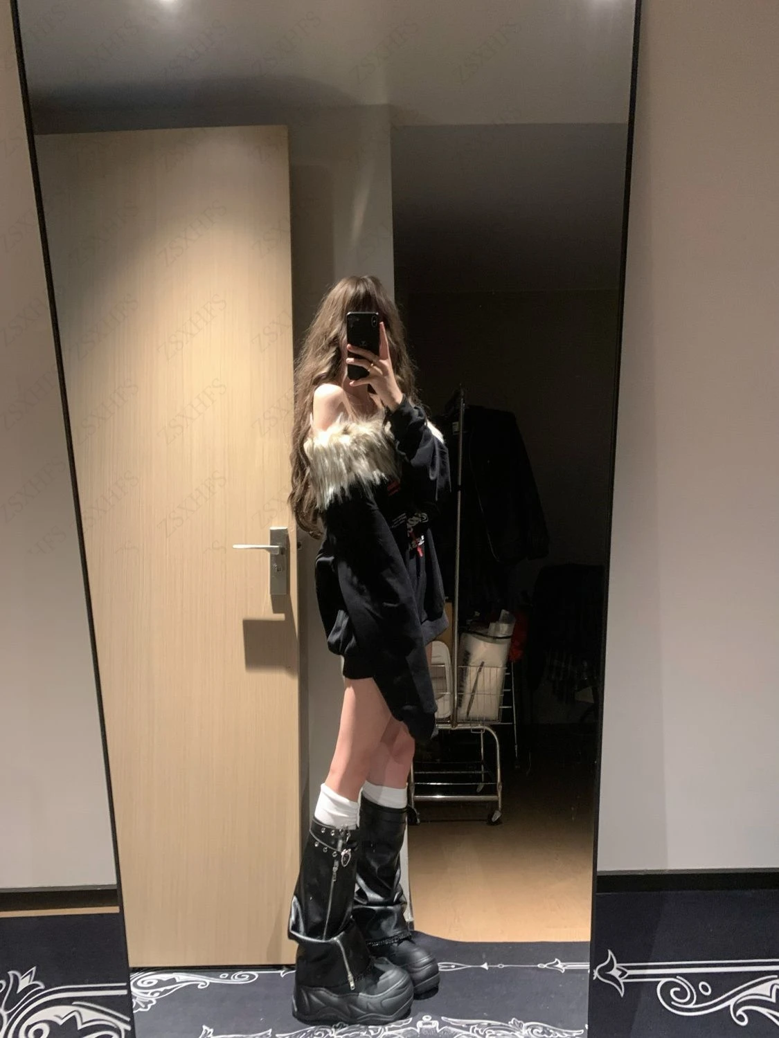 Sudadera con capucha de piel Harajuku con hombros descubiertos para mujer, ropa informal suelta, jerséis de moda de Hip Hop para mujer, sudaderas con capucha de Corea Y2k, Top