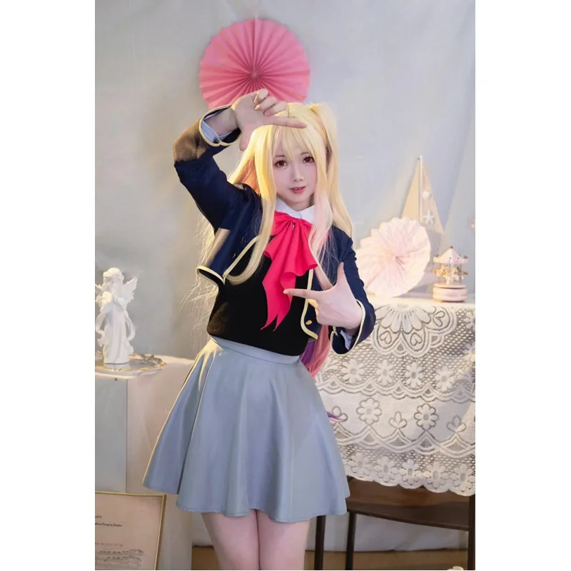 

2025 ♥ Новый аниме Oshi No Ko Косплей Ai Hoshino Ruby Akuamarin Arima Kana Костюм Парик Розовое платье Лолиты Сценическая юбка Хэллоуин ☆ ★
