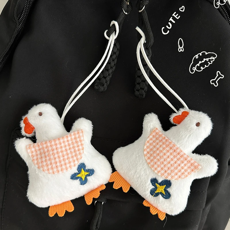 Cartoon Plush White Goose Brooch Stuffed Doll Keychain Pendant Coat Sweater Scarf Badge Pins Bag Decor