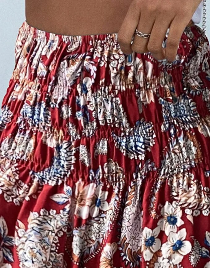 Woman Casual Loose Shorts Summer New Fashion Floral Print High Waist Strechy Shirred Shorts for Women's Wear
