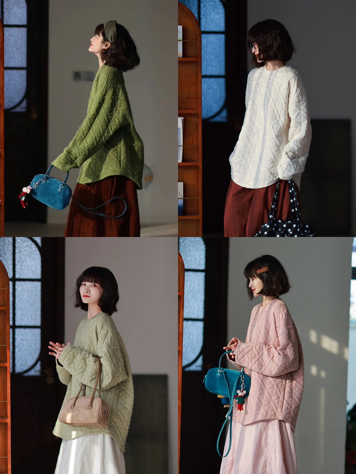 

Теплый хлопковый свитшот с длинными рукавами, стеганый, из чистого хлопка, повседневный, зимний, новинка, женский, модный, для поездок на работу, свободного кроя