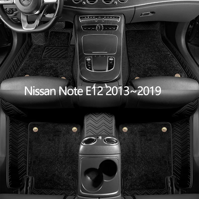 

Custom Leather Car Floor Mats For Nissan Note E12 2013 2014 2015 2016 2017 2018 2019 Auto Carpet Mats Interior Accessories