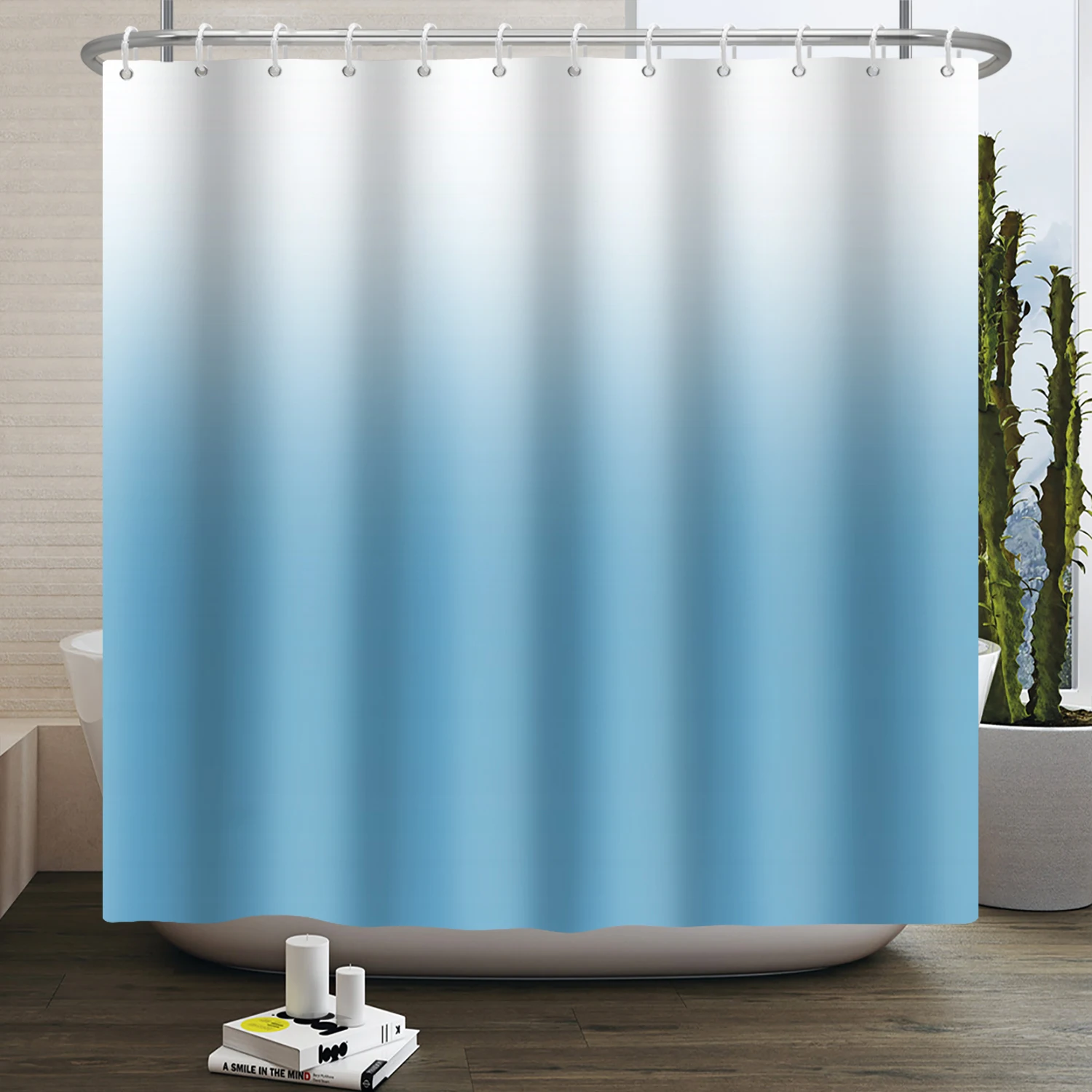 Solid Color Ombre Shower Curtain for Bathroom Gradient Textured Modern Abstract Elegant Chic Waterproof Shower Curtain With Hook