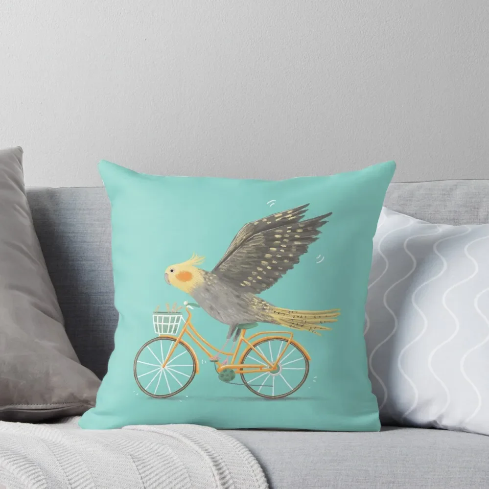 

Cockatiel on a Bicycle Throw Pillow Pillowcase Cushion Cushions For Sofa