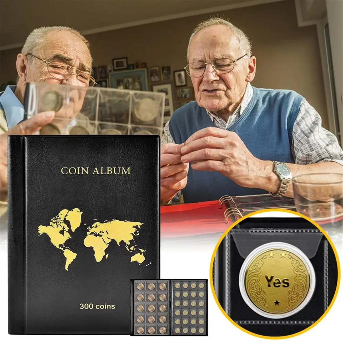 Gfc-300 Taschen Münzsammelbuch Münzsammelhalter Album Gedenkmünzen-Organizer Aufbewahrung für Abzeichen