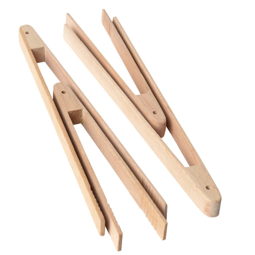 1Pcs Bamboo Toaster Tongs 30Cm Heat Resistant Kitchen Tongs for Toast Bagel Bacon Pancakes Grilling Baking Cooking Non Scratch