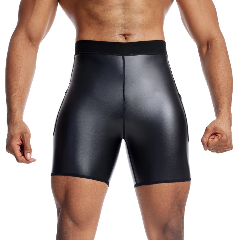 Moldeadores de cuerpo para hombre, pantalones de cuero delgados, entrenador de cintura, bragas elásticas de Control de cintura alta, pantalones