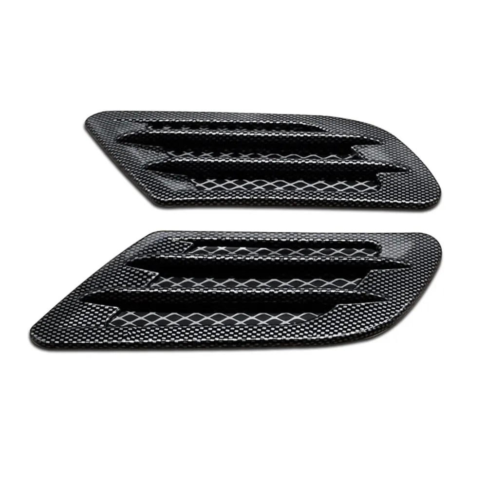 

2pcs Universal Carbon Fiber Car Sharks Gills Fender Side Vent Hole Sticker Cover Air Flow Intake Hood Grille Decoration