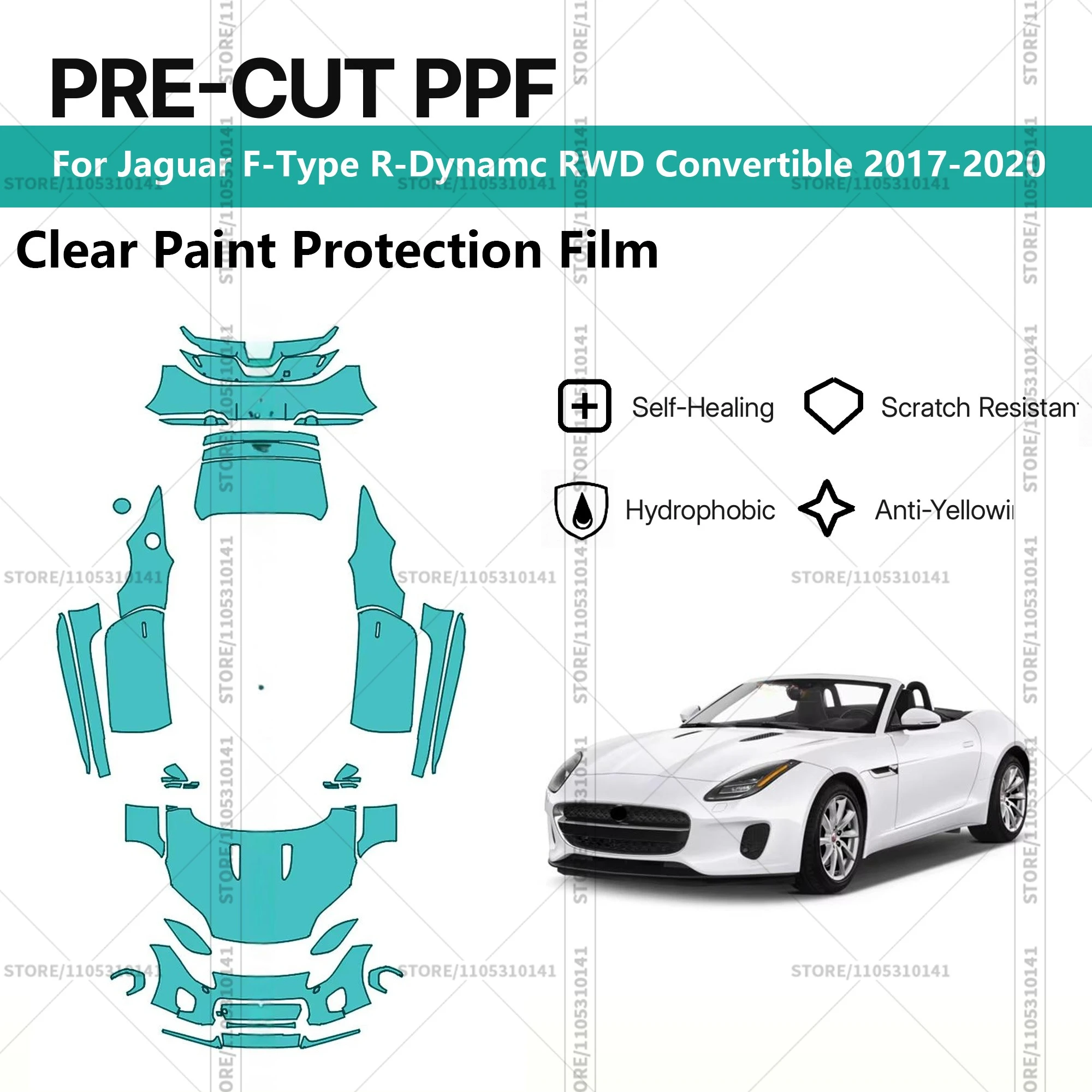 

Pre-Cut Paint Protection Film PPF Transparent Car Film Automotive PPF For Jaguar F-Type R-Dynamc RWD Convertible 2017-2020