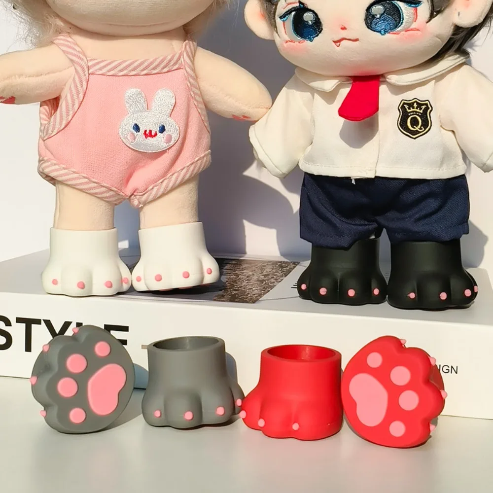 Cartoon Cat Claw Doll Shoes 20cm Cotton Doll Multi color Labubu Shoes Soft Rubber Mini Doll Accessories Children Toys