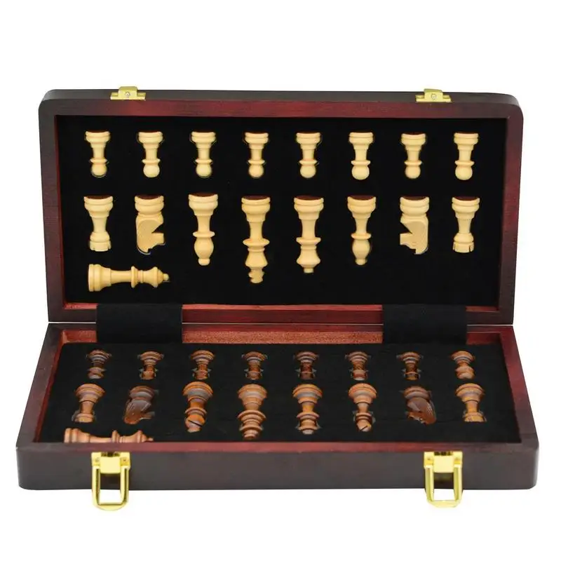 

Wooden Folding Chess Board Sturdy Solid Wood Chessboard Magnetic Pieces Magnetic Chess Pieces For Desktop Entertainment